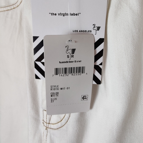 Sandrine Rose X Free People The Fred High Waist White Buckle Pants Size 27 - Picture 6 of 9